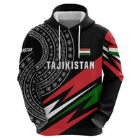 Tajikistan Marco Polo Sheep Zip Hoodie with Black Red Green Tribal Flag Pattern