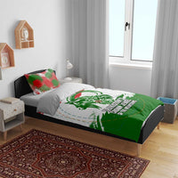 Tajikistan Bedding Set Markhor with Red Green White Brushstroke Flag with Mountain Goat Design