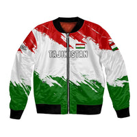 Tajikistan Bomber Jacket Markhor with Red Green White Brushstroke Flag with Mountain Goat Design