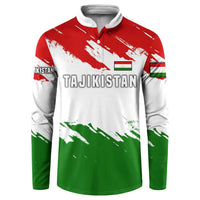 Tajikistan Button Sweatshirt Markhor with Red Green White Brushstroke Flag with Mountain Goat Design