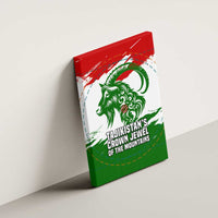 Tajikistan Canvas Wall Art Markhor with Red Green White Brushstroke Flag with Mountain Goat Design