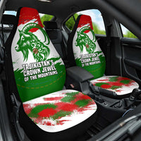 Tajikistan Car Seat Cover Markhor with Red Green White Brushstroke Flag with Mountain Goat Design