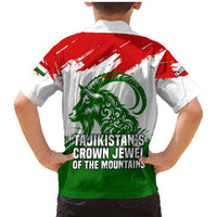 Tajikistan Family Matching Mermaid Dress and Hawaiian Shirt Markhor with Red Green White Brushstroke Flag with Mountain Goat Design