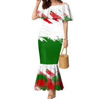 Tajikistan Family Matching Mermaid Dress and Hawaiian Shirt Markhor with Red Green White Brushstroke Flag with Mountain Goat Design