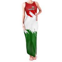 Tajikistan Family Matching Tank Maxi Dress and Hawaiian Shirt Markhor with Red Green White Brushstroke Flag with Mountain Goat Design