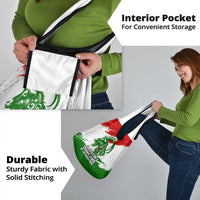 Tajikistan Grocery Bag Markhor with Red Green White Brushstroke Flag with Mountain Goat Design