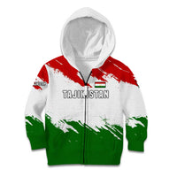 Tajikistan Kid Hoodie Markhor with Red Green White Brushstroke Flag with Mountain Goat Design
