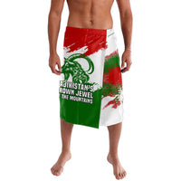 Tajikistan Lavalava Markhor with Red Green White Brushstroke Flag with Mountain Goat Design