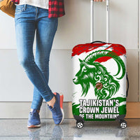 Tajikistan Luggage Cover Markhor with Red Green White Brushstroke Flag with Mountain Goat Design