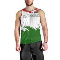 Tajikistan Men Tank Top Markhor with Red Green White Brushstroke Flag with Mountain Goat Design