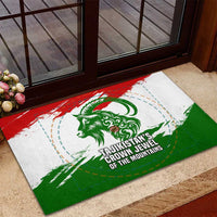 Tajikistan Rubber Doormat Markhor with Red Green White Brushstroke Flag with Mountain Goat Design