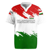 Tajikistan Rugby Jersey Markhor with Red Green White Brushstroke Flag with Mountain Goat Design