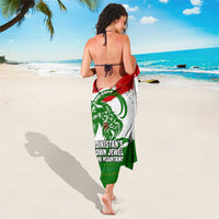 Tajikistan Sarong Markhor with Red Green White Brushstroke Flag with Mountain Goat Design