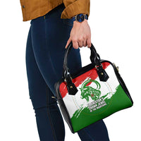 Tajikistan Shoulder Handbag Markhor with Red Green White Brushstroke Flag with Mountain Goat Design
