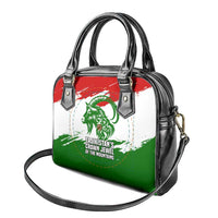 Tajikistan Shoulder Handbag Markhor with Red Green White Brushstroke Flag with Mountain Goat Design