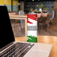 Tajikistan Skinny Tumbler Markhor with Red Green White Brushstroke Flag with Mountain Goat Design