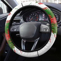 Tajikistan Steering Wheel Cover Markhor with Red Green White Brushstroke Flag with Mountain Goat Design