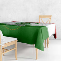 Tajikistan Tablecloth Markhor with Red Green White Brushstroke Flag with Mountain Goat Design