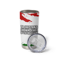 Tajikistan Tumbler Cup Markhor with Red Green White Brushstroke Flag with Mountain Goat Design