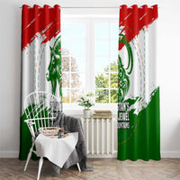 Tajikistan Window Curtain Markhor with Red Green White Brushstroke Flag with Mountain Goat Design