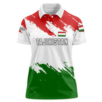Tajikistan Women Polo Shirt Markhor with Red Green White Brushstroke Flag with Mountain Goat Design