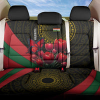 Tajikistan Back Car Seat Cover Tulip with Red Floral Butterfly with Black Gold Folk Pattern