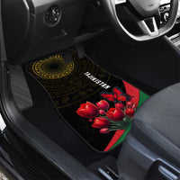 Tajikistan Car Mats Tulip with Red Floral Butterfly with Black Gold Folk Pattern
