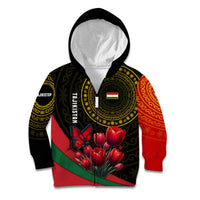 Tajikistan Kid Hoodie Tulip with Red Floral Butterfly with Black Gold Folk Pattern