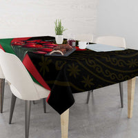 Tajikistan Tablecloth Tulip with Red Floral Butterfly with Black Gold Folk Pattern