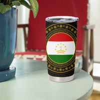 Tajikistan Tumbler Cup Tulip with Red Floral Butterfly with Black Gold Folk Pattern