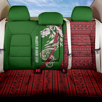 Tajikistan Green Lion Back Car Seat Cover with Red Folk Pattern with Majestic Script