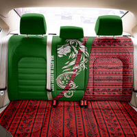 Tajikistan Green Lion Back Car Seat Cover with Red Folk Pattern with Majestic Script
