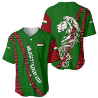 Tajikistan Green Lion Baseball Jersey with Red Folk Pattern with Majestic Script