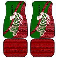 Tajikistan Green Lion Car Mats with Red Folk Pattern with Majestic Script