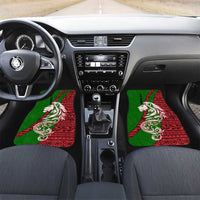 Tajikistan Green Lion Car Mats with Red Folk Pattern with Majestic Script