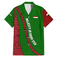 Tajikistan Green Lion Family Matching Mermaid Dress and Hawaiian Shirt with Red Folk Pattern with Majestic Script