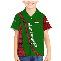 Tajikistan Green Lion Family Matching Mermaid Dress and Hawaiian Shirt with Red Folk Pattern with Majestic Script