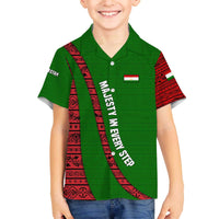 Tajikistan Green Lion Family Matching Off The Shoulder Long Sleeve Dress and Hawaiian Shirt with Red Folk Pattern with Majestic Script