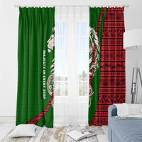 Tajikistan Green Lion Window Curtain with Red Folk Pattern with Majestic Script