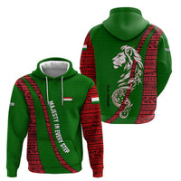 Tajikistan Green Lion Zip Hoodie with Red Folk Pattern with Majestic Script