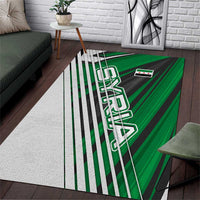Modern Syria Flag Area Rug with Green and Black Diagonal Stripe Design