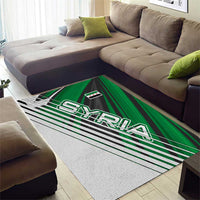 Modern Syria Flag Area Rug with Green and Black Diagonal Stripe Design