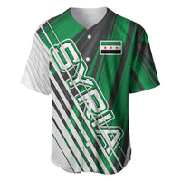 Modern Syria Flag Baseball Jersey with Green and Black Diagonal Stripe Design