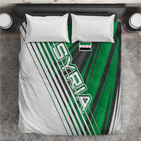 Modern Syria Flag Bedding Set with Green and Black Diagonal Stripe Design