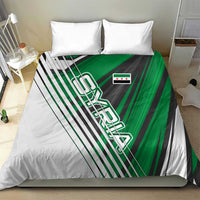 Modern Syria Flag Bedding Set with Green and Black Diagonal Stripe Design