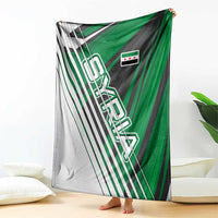 Modern Syria Flag Blanket with Green and Black Diagonal Stripe Design