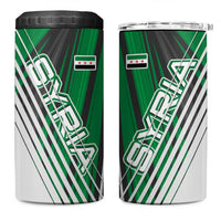Modern Syria Flag 4 in 1 Can Cooler Tumbler with Green and Black Diagonal Stripe Design