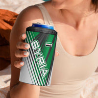 Modern Syria Flag 4 in 1 Can Cooler Tumbler with Green and Black Diagonal Stripe Design