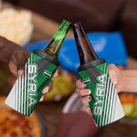 Modern Syria Flag 4 in 1 Can Cooler Tumbler with Green and Black Diagonal Stripe Design