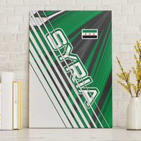 Modern Syria Flag Canvas Wall Art with Green and Black Diagonal Stripe Design